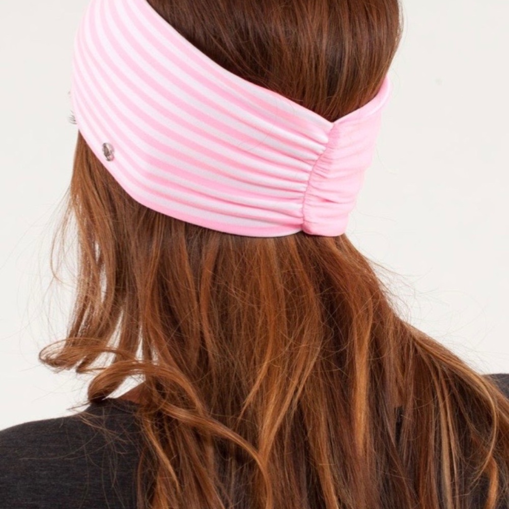 Lululemon post headstand head hugger pink and white striped